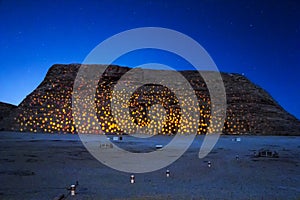 Abu Simbel temple at night, UNESCO World Heritage site, Aswan, Egypt.