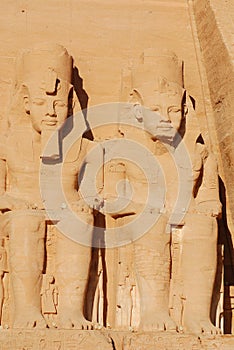 Abu Simbel temples are two massive rock temples, near the border with Sudan. photo
