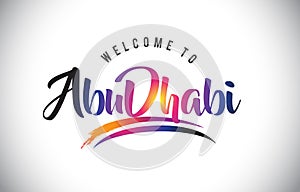 AbuDhabi Welcome To Message in Purple Vibrant Modern Colors.