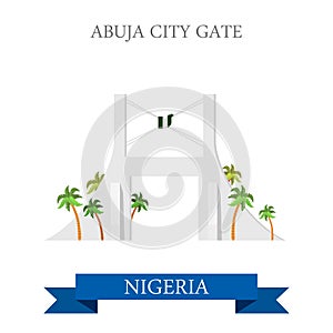 Abuja City Gate Nigeria Flat historic vector illus