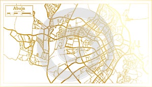 Abuja Nigeria City Map in Retro Style in Golden Color. Outline Map