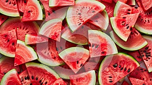 Abundance of Juicy Watermelon Slices with Seeds