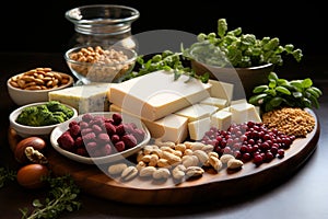 Abundance of Vegan Protein Sources Displayed Neatly