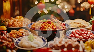 Abundant Festive Chinese Dinner Table Setting