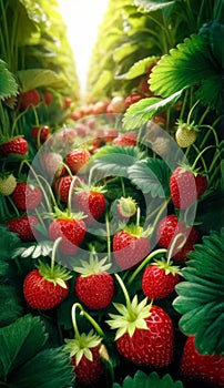 Abundant Harvest of Strawberries in Garden photo