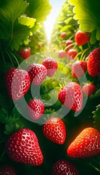 Abundant Harvest of Strawberries in Garden photo