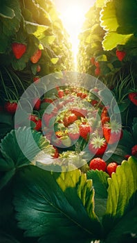 Abundant Harvest of Strawberries in Garden photo