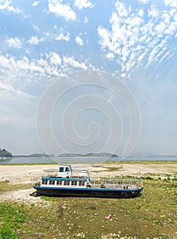 Abundant ship/ferry at Umananda ghat view near the banks Brahmaputra river in guwahati, India.