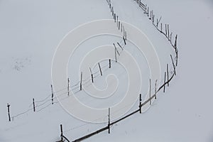 An abundant snowfall in the Romanian Carpathians in the village of Sirnea, Brasov. Real winter with snow in the country