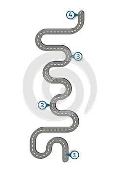 ABusiness workflow roadmap with 4 check points on white, no text