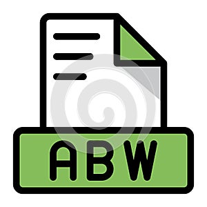 Abw file icon colorful style design. document format text file icons, vector illustration