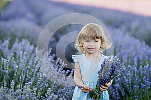 Aby on lavander field in dress, blond long hair