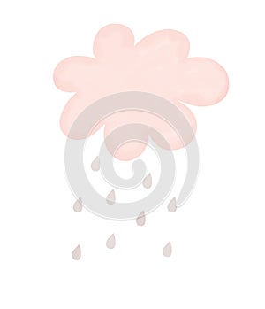 Aby Shower Vector Illustration with Sweet Fluffy Rainy Cloud.
