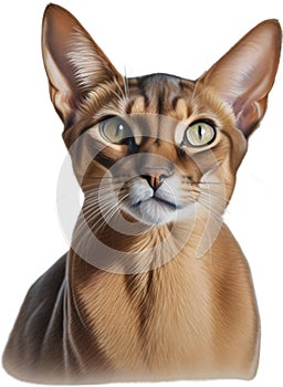 Abyssinian cat, Colored-pencil sketch of an Abyssinian cat. AI-Generated. photo