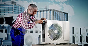 AC Electrician Technician Repairing Air Conditioner