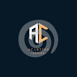 AC Letter Logo Design with Sans Serif Font Vector Illustration. - Vector