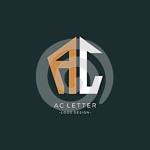 AC Letter Logo Design with Sans Serif Font Vector Illustration. - Vector