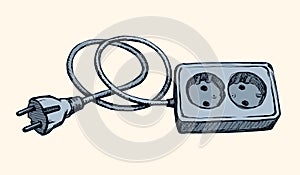 Socket and plug. Vector drawing photo