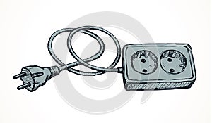 Socket and plug. Vector drawing photo