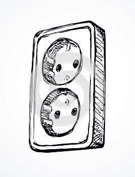 Socket and plug. Vector drawing photo