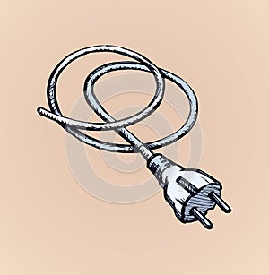 Socket and plug. Vector drawing photo