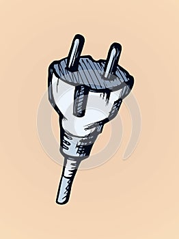 Socket and plug. Vector drawing photo