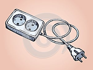 Socket and plug. Vector drawing photo