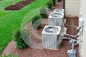 AC units connected to the residential house photo