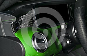AC Ventilation Deck in Luxury modern Car Interior. Modern car inAC Ventilation Deck in Luxury modern Car Interior. Modern car