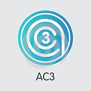 Ac3 Cryptographic Currency. Vector AC3 Graphic Symbol.