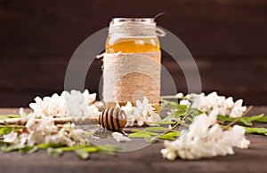 Acacia honey and flowering acacia