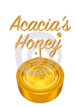 Acacia honey written in a candy-shaped container