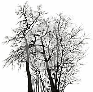 Acacia trees - black and white drawing