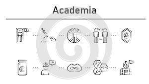 Academia simple concept icons set