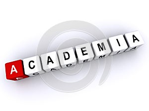 academia word block on white