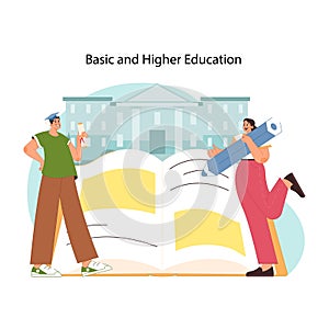 Academic achievement concept. Flat vector illustration