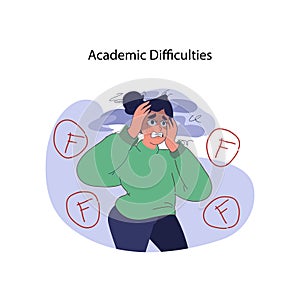 Academic difficulties concept. Flat vector illustration photo