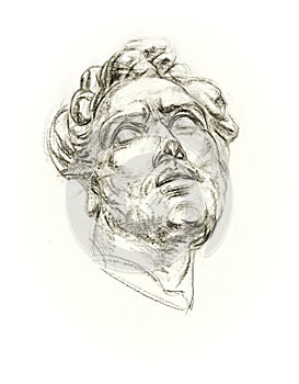 Academic drawing antique gypsum head