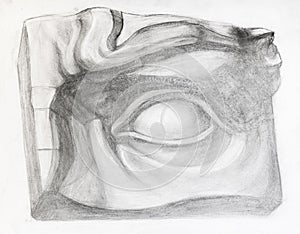 academic drawing - hand-drawn full-size male eye