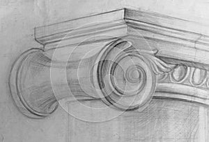 Academic drawing pencil, Ionian capital