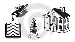 Academic Education Student and School Building Vector, vector design Generative AI