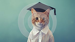 Academic Feline - Cat in Graduation Cap