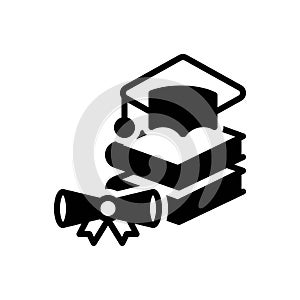 Black solid icon for Academic, educational and degree photo