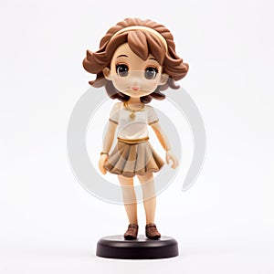 Academic Style Anime Girl Figurine With Short Golden Brown Hair