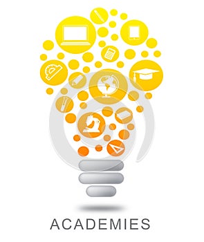 Academies Lightbulb Represents Power Source And Academy photo