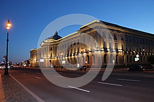 Academy of Arts in the light of lanterns. Vasilievsky island. St. Petersburg.