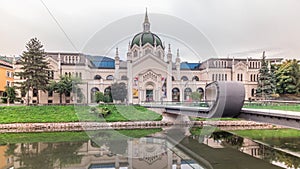 Academy of Fine Arts and Festina Lente bridge in Sarajevo timelapse hyperlapse, Bosnia and Herzegovina photo