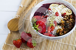 Acai bowl and strawberries