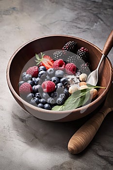 Acai bowl with toppings and spoon