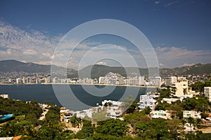 Acapulco bay beaches hotels sun mountains trees Guerrero Mexico